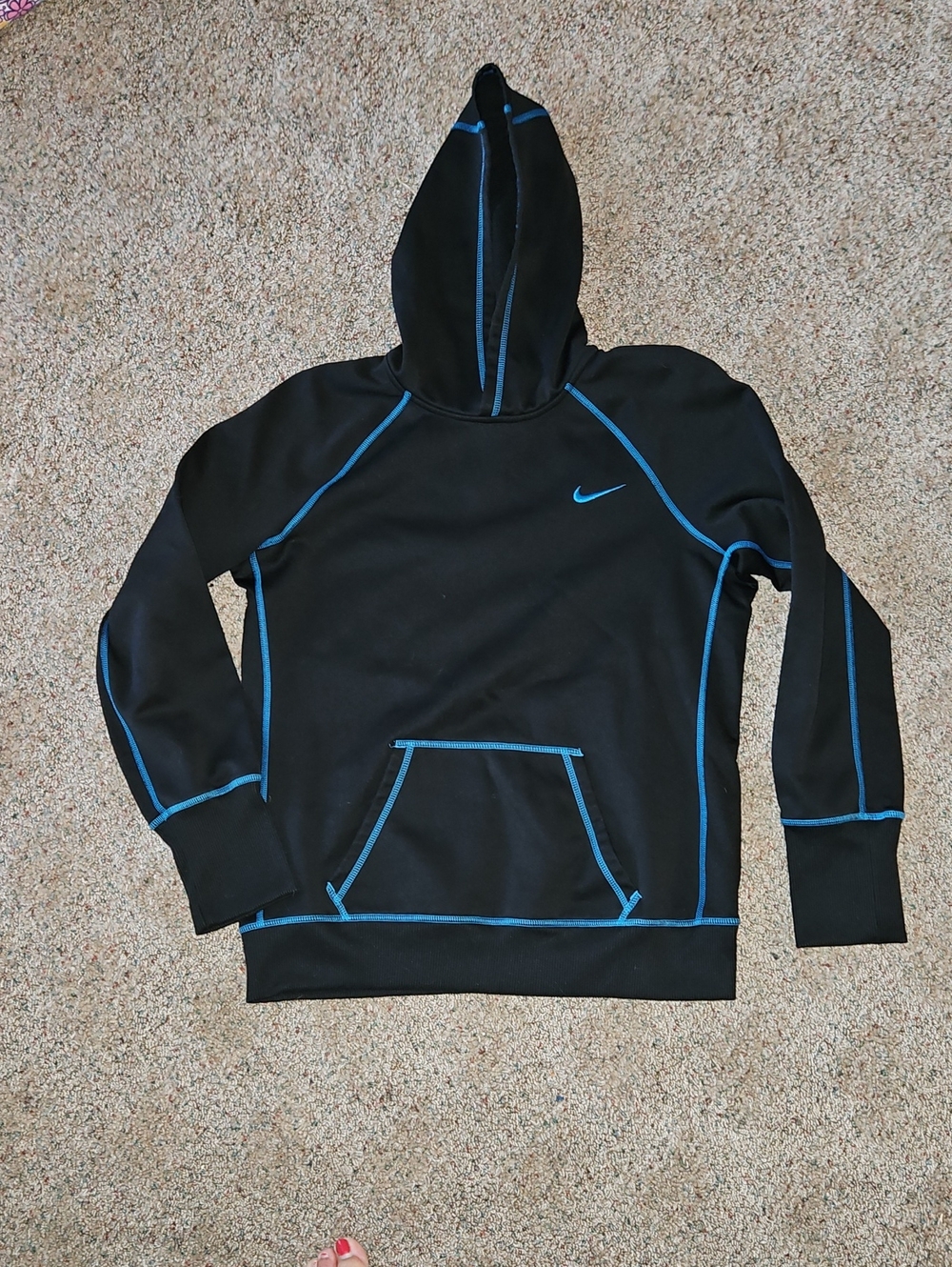 Nike Black Hoodie with Blue Trim